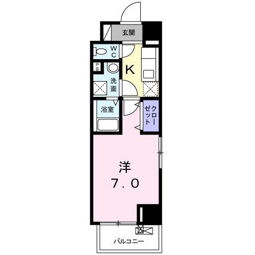 カデュウ(1K/4階)の間取り写真