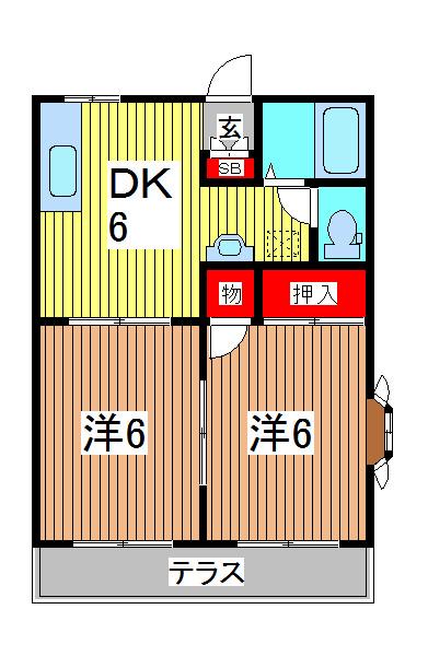 コート芝ファミールI(2DK/2階)の間取り写真