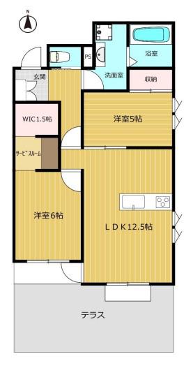 フォレストメゾンひばりヶ丘(2LDK/1階)の間取り写真