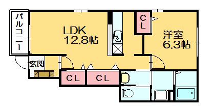 サンリット(1LDK/1階)の間取り写真