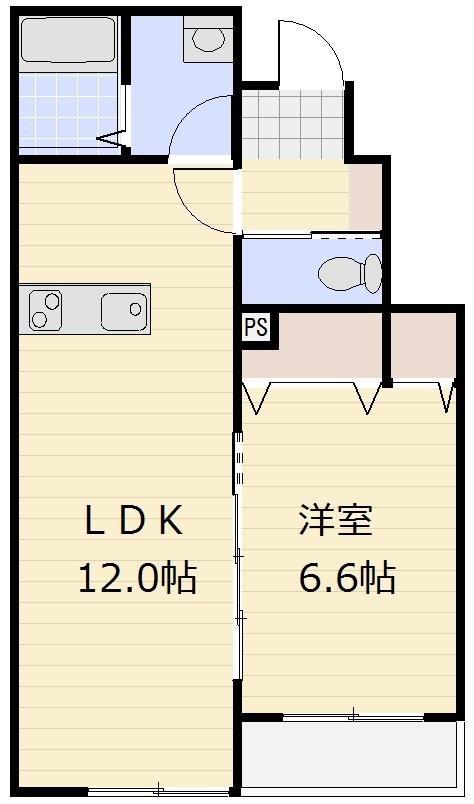 ベラ フィカーサ(1LDK/1階)の間取り写真