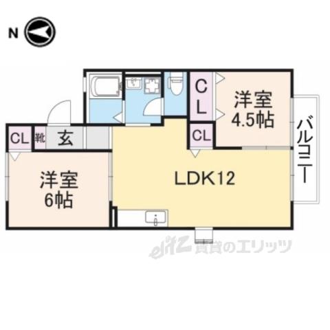 ウイロウハウスA(2LDK/2階)の間取り写真