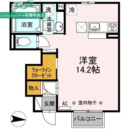 ハレルアナ(ワンルーム/1階)の間取り写真