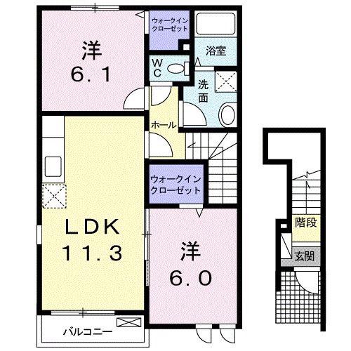 パストラル若宮(2LDK/2階)の間取り写真