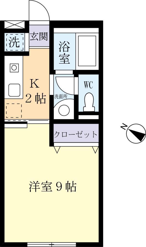 ヴィラ春日(1K/4階)の間取り写真