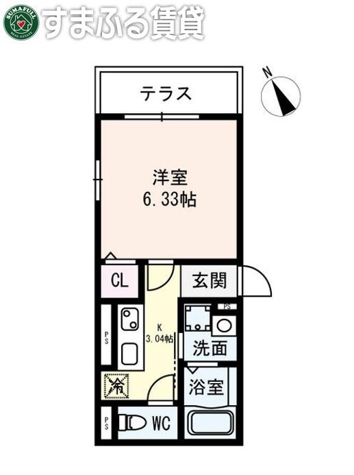 LIVING岡崎駅前(1K/1階)の間取り写真