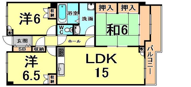 ヴィラ・エコー塚口(3LDK/4階)の間取り写真