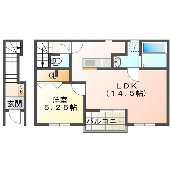 リーブルファイン日永(1LDK/2階)の間取り写真