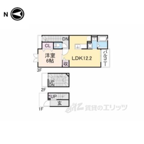 ガーデン・ヴィラA(1LDK/3階)の間取り写真