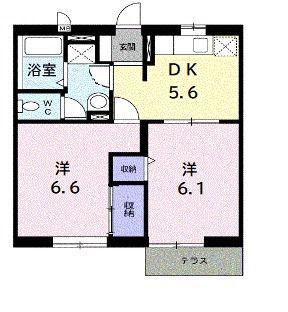 エルディム角ノ内(2DK/1階)の間取り写真