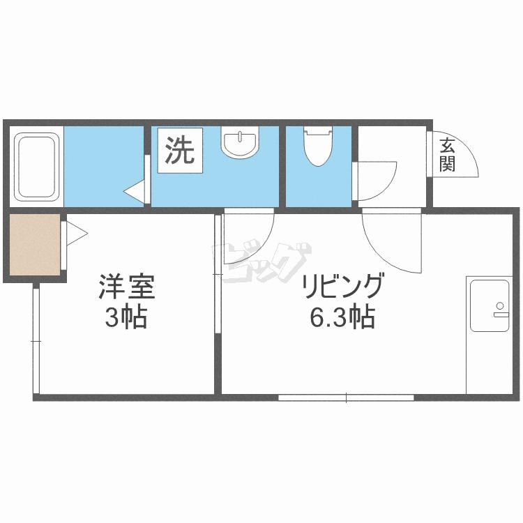 フラットJ澄川(1DK/2階)の間取り写真