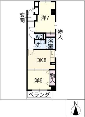 シュケル栄(2DK/7階)の間取り写真