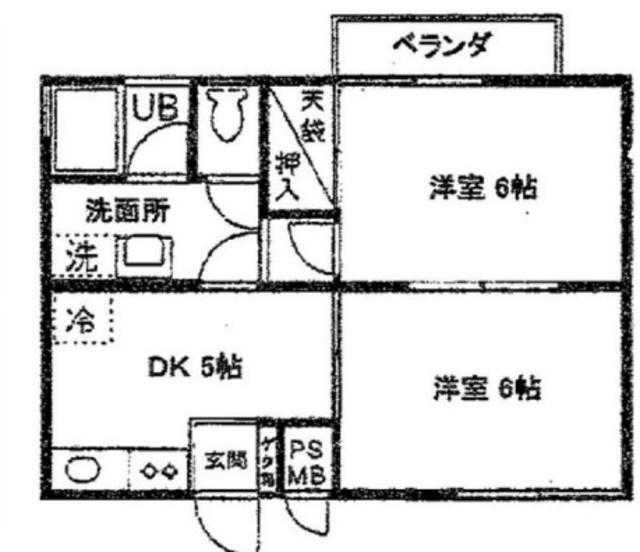 プランドール弐番館(2DK/2階)の間取り写真
