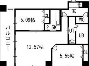 グランカーサ北3条(2LDK/13階)の間取り写真