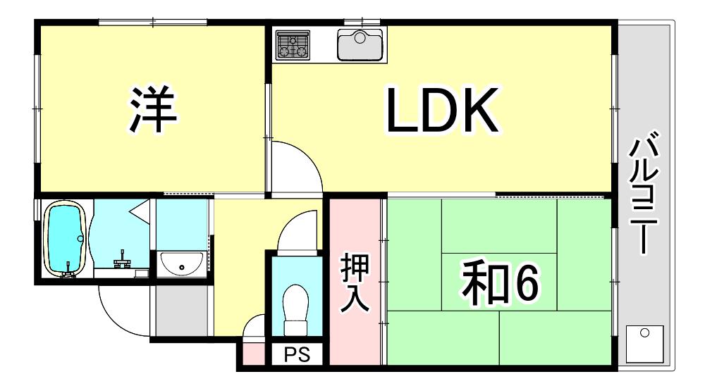 セジュール甲東I(2LDK/2階)の間取り写真