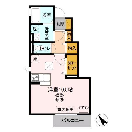 メゾンソレイユ(ワンルーム/1階)の間取り写真