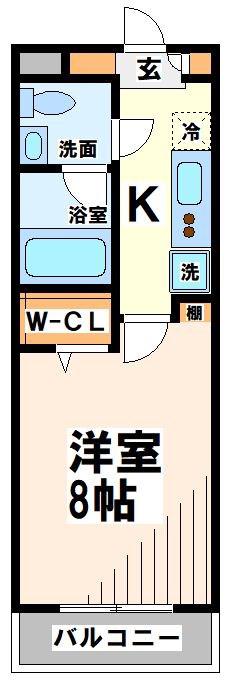 ウィステリア仙川II(1K/2階)の間取り写真
