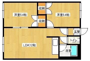 グランデ日の出(2LDK/2階)の間取り写真