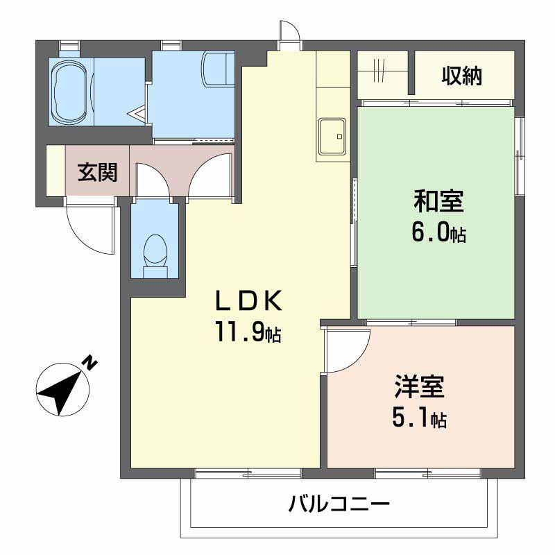エクセルハイツ(2LDK/2階)の間取り写真