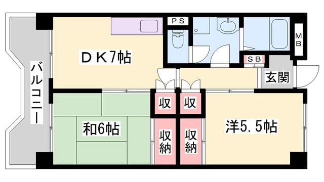 ヴェルメゾン(2DK/2階)の間取り写真