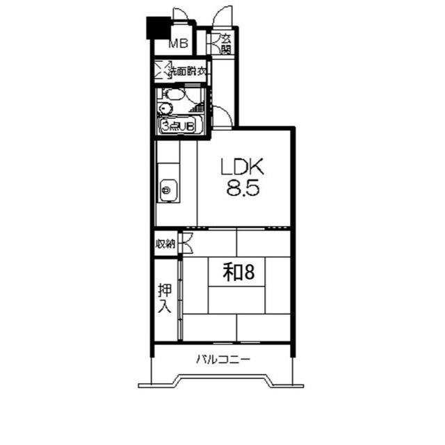 ライオンズマンション番町(1DK/6階)の間取り写真