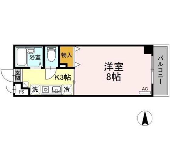 森ビル(1K/3階)の間取り写真