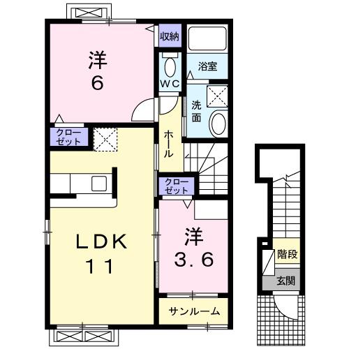 グレイス・コート(2LDK/2階)の間取り写真
