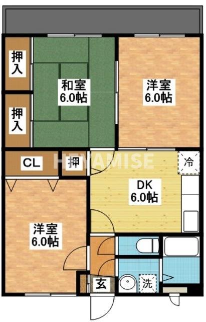 グランディール中嶋(3DK/2階)の間取り写真