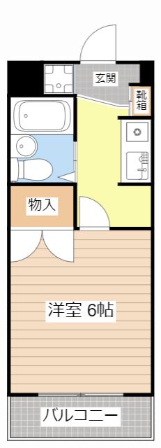 北川マイルーム88(1K/4階)の間取り写真