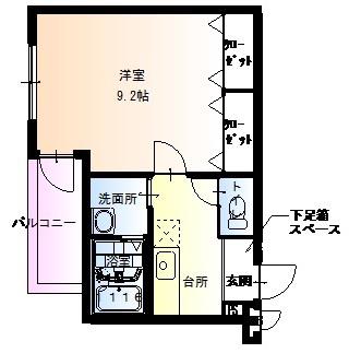 フジパレス諏訪ノ森I番館(1K/2階)の間取り写真