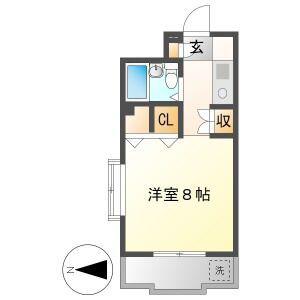 グレイス桜(ワンルーム/3階)の間取り写真