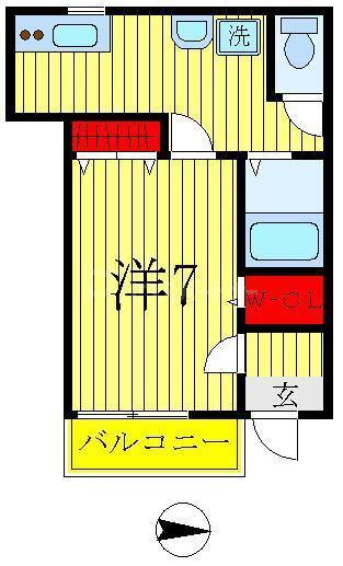 PAL TAKASAGO(1K/1階)の間取り写真