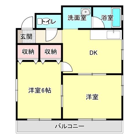 エキスパートI(2DK/3階)の間取り写真