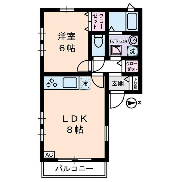 ラークヒル(1LDK/1階)の間取り写真