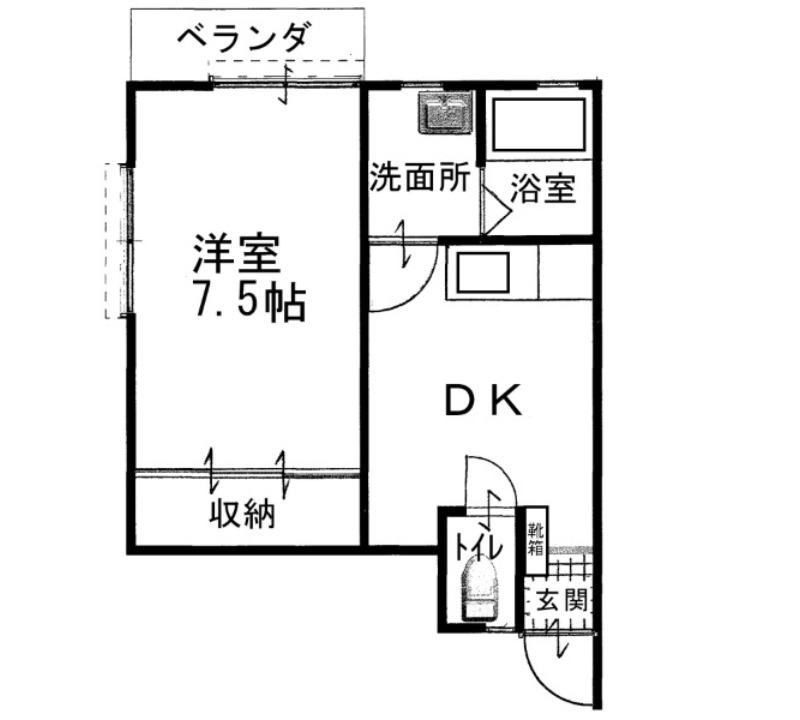 サンガーデン古川(1K/1階)の間取り写真