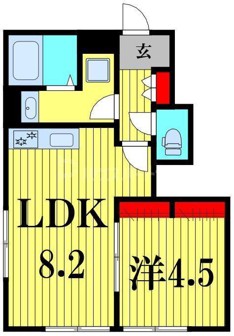 リーブルファイン松戸大金平(1LDK/1階)の間取り写真