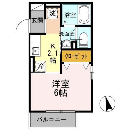アヴニール(1K/2階)の間取り写真