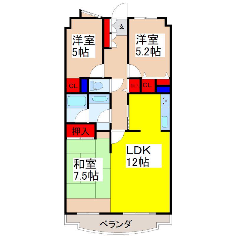 ホーユウパレスA(3LDK/14階)の間取り写真