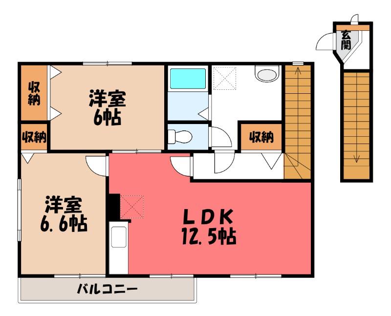 サンパティークA(2LDK/2階)の間取り写真