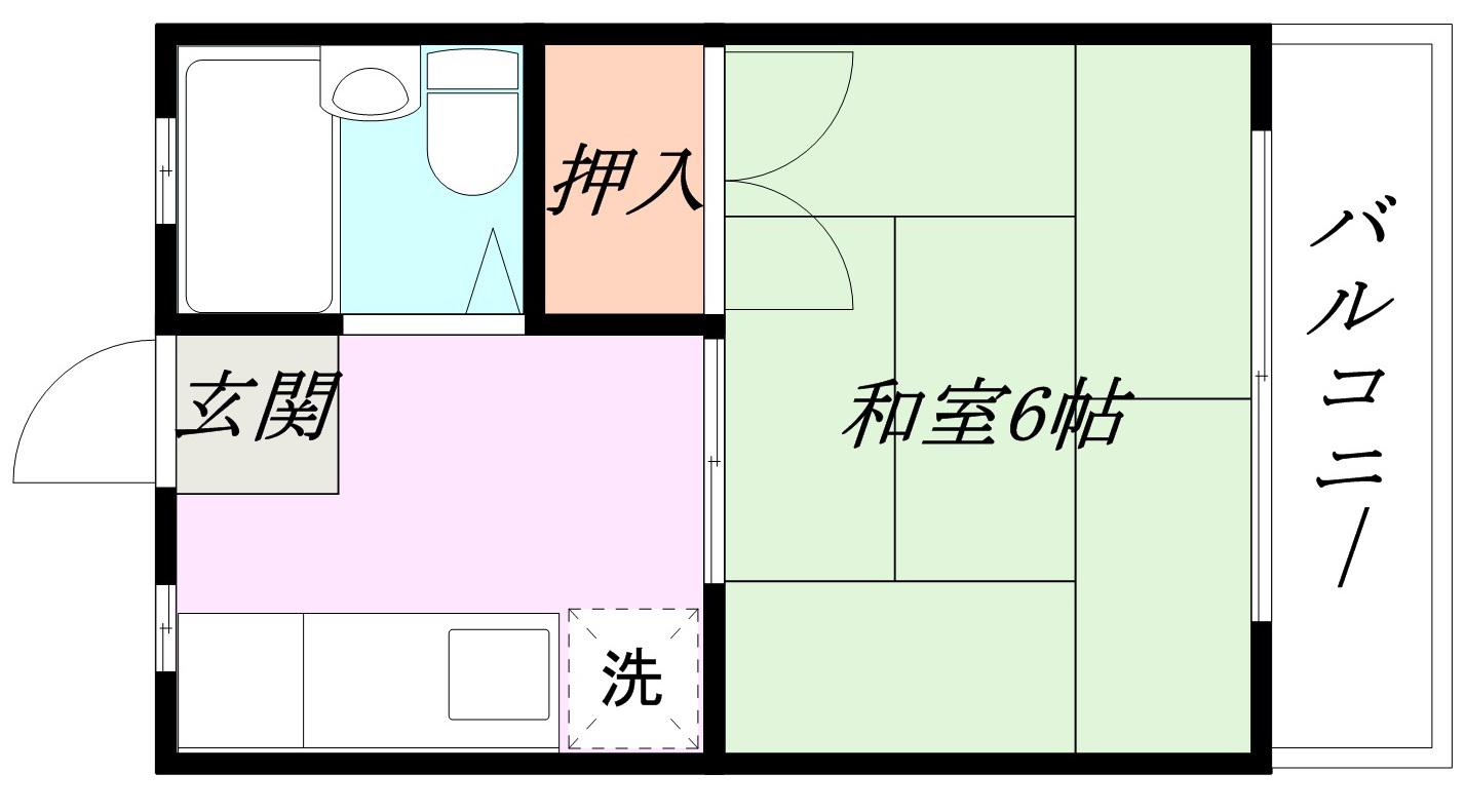 ヴィレッジコート箕面(1K/2階)の間取り写真