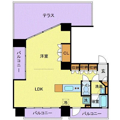 フロリス オーランティウム3(1LDK/11階)の間取り写真
