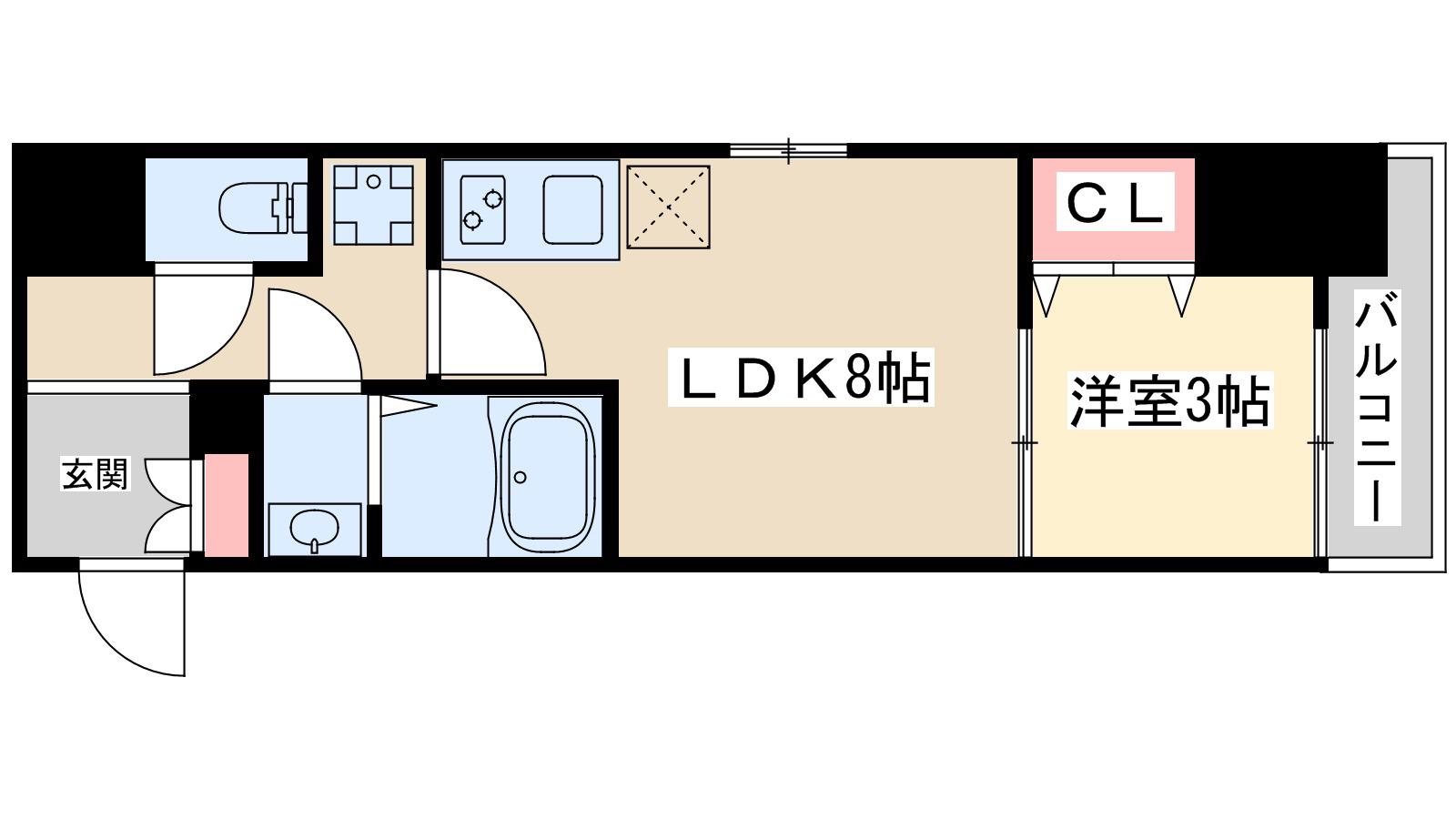 ピーエンシンビル(1LDK/3階)の間取り写真