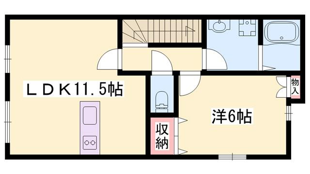メゾンルーエ(1LDK/2階)の間取り写真