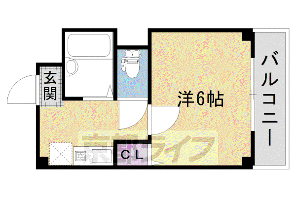 ハイライズ西院(1K/3階)の間取り写真