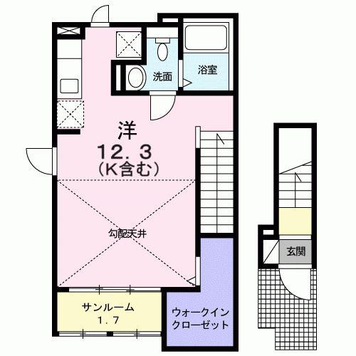 アシェイド・フジ(ワンルーム/2階)の間取り写真