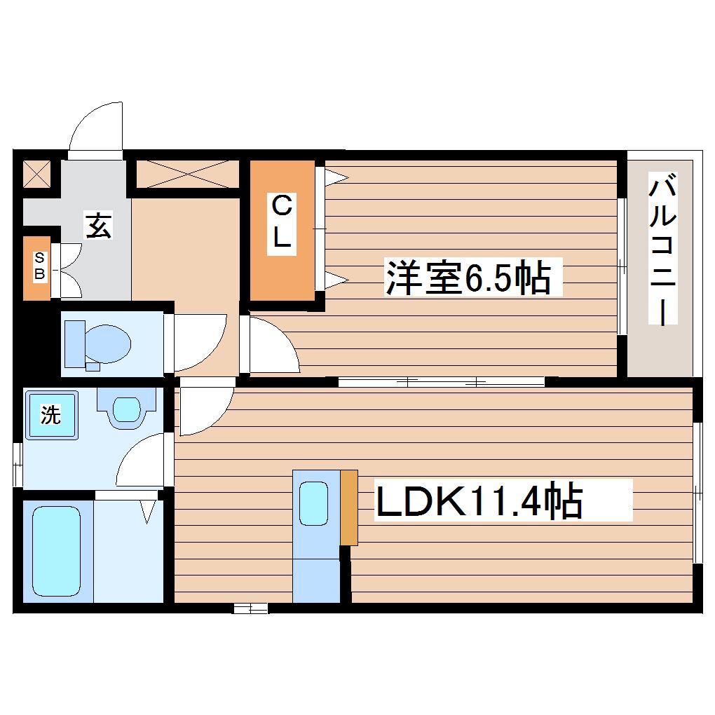 シャインパレス(1LDK/3階)の間取り写真