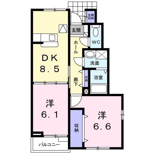 サンホ-プ(2DK/1階)の間取り写真
