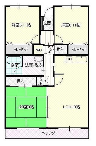 YAMAGEN末広(3LDK/1階)の間取り写真