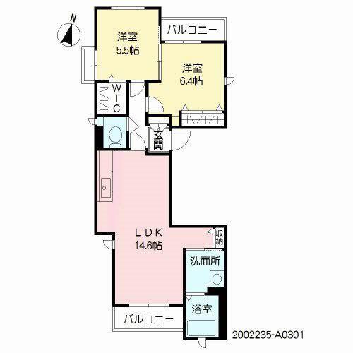 リーヴス薬院 (2LDK/3階)の間取り写真