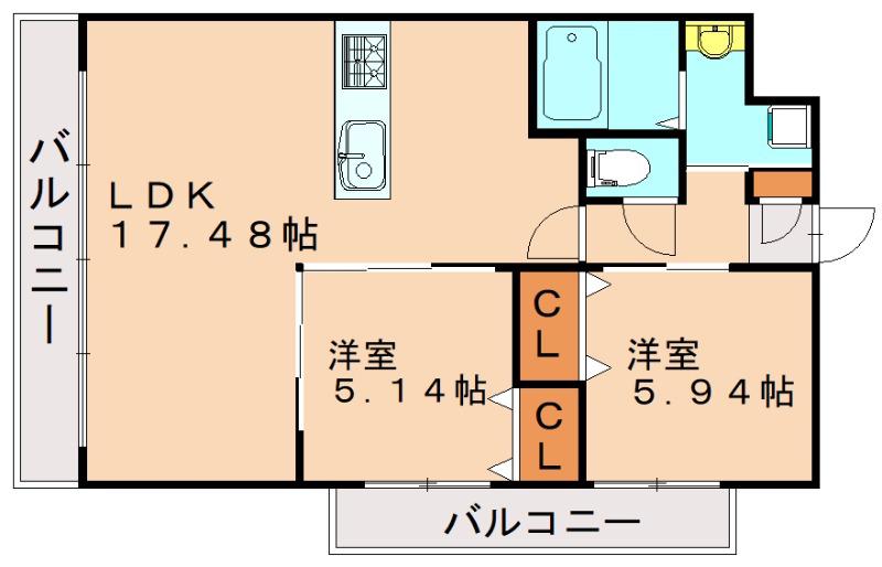 ギャラン穴生NEO(2LDK/10階)の間取り写真